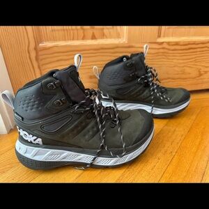 Hoka Stinson Mid Black and Gray Goretex Athletic Shoes Boots